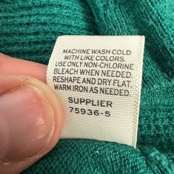 Stylus Womens XL Green Open Front Cardigan Sweater Black Elbow Patches Knit - Picture 8 of 12